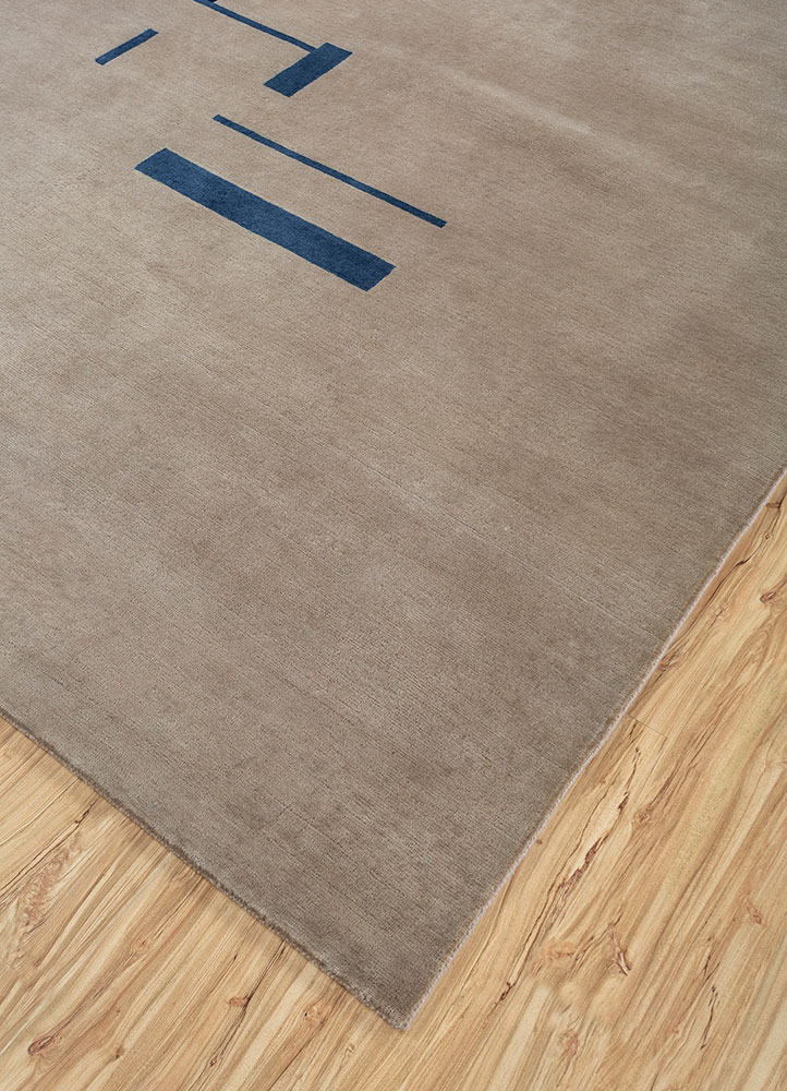 sthir beige and brown wool hand knotted Rug - FloorShot