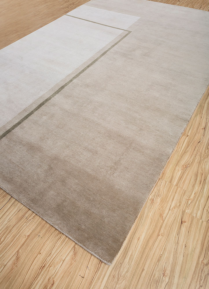 sthir beige and brown wool hand knotted Rug - FloorShot