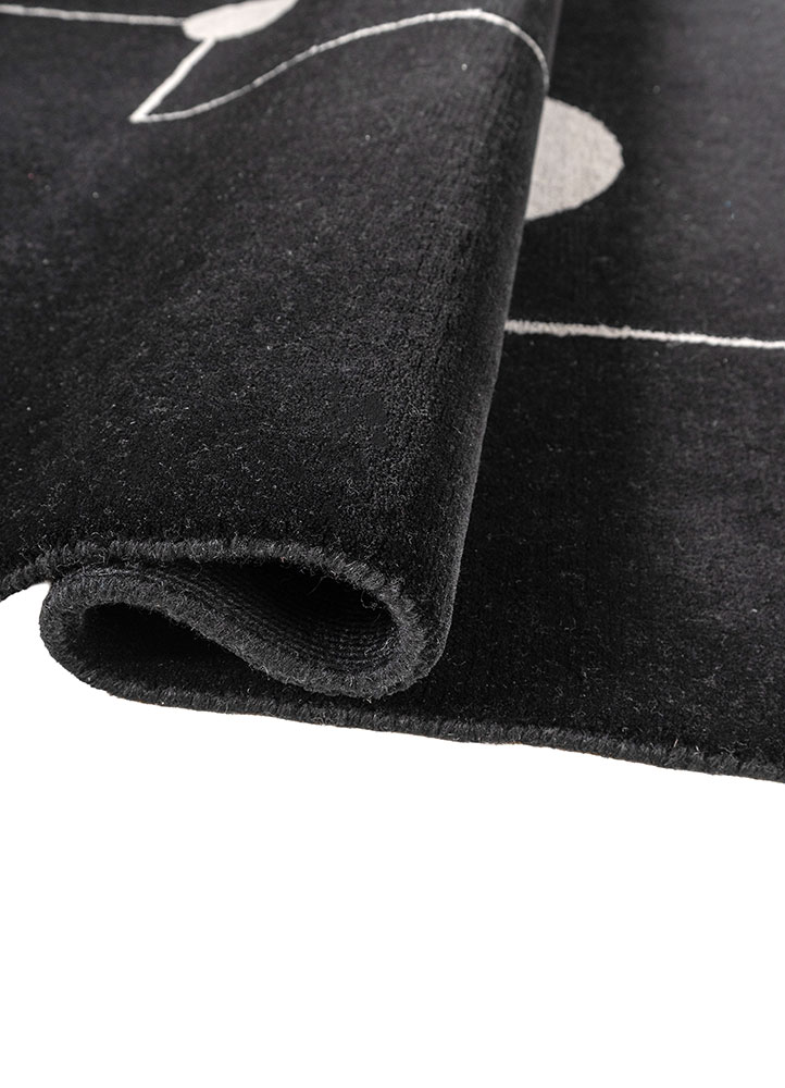sthir grey and black wool hand knotted Rug - FloorShot