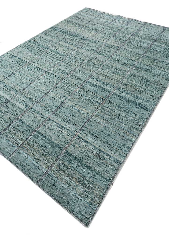 blythe blue wool hand knotted Rug - FloorShot