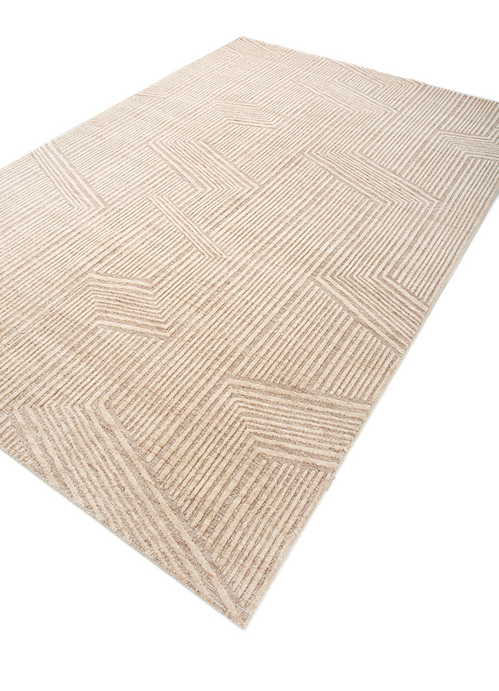 manifest beige and brown wool hand knotted Rug - FloorShot