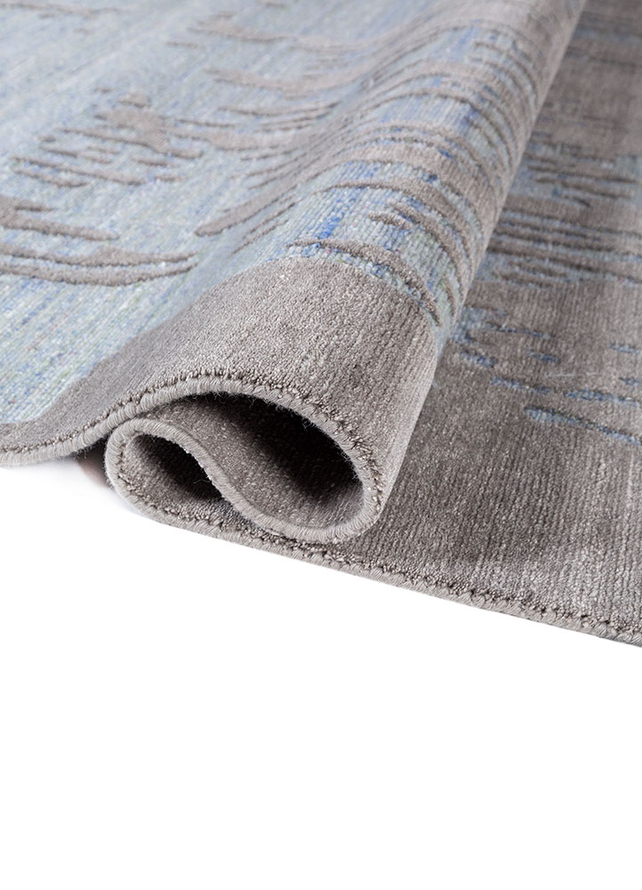 aprezo grey and black nylon hand knotted Rug - FloorShot
