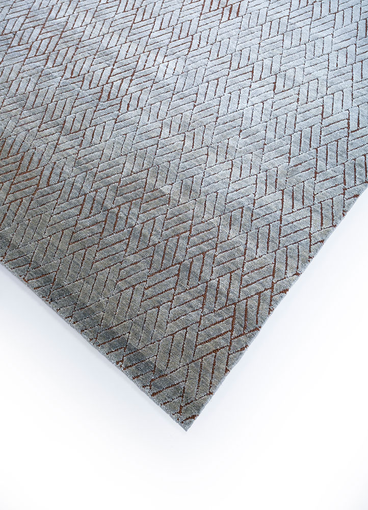 azalea grey and black wool and silk hand knotted Rug - FloorShot
