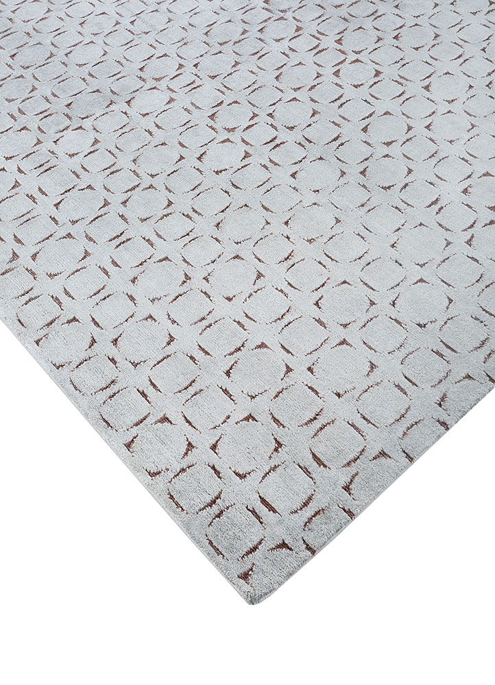 azalea grey and black wool and silk hand knotted Rug - FloorShot