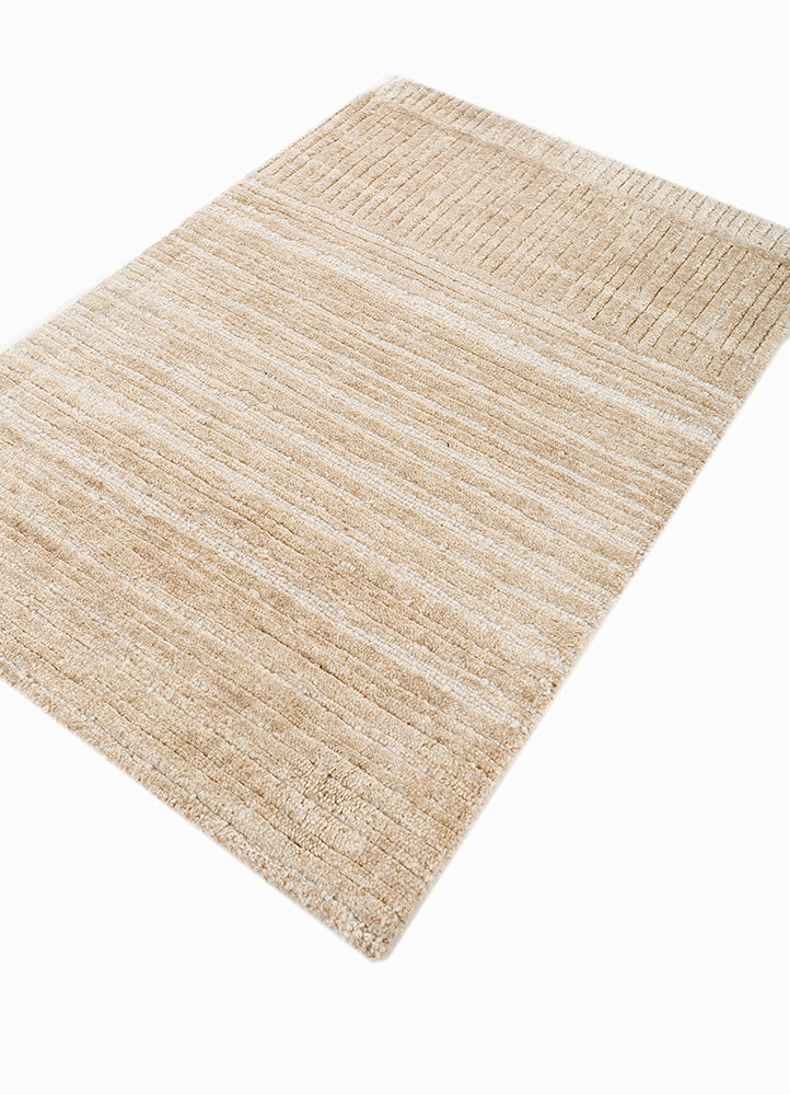 azalea beige and brown wool and silk hand knotted Rug - FloorShot