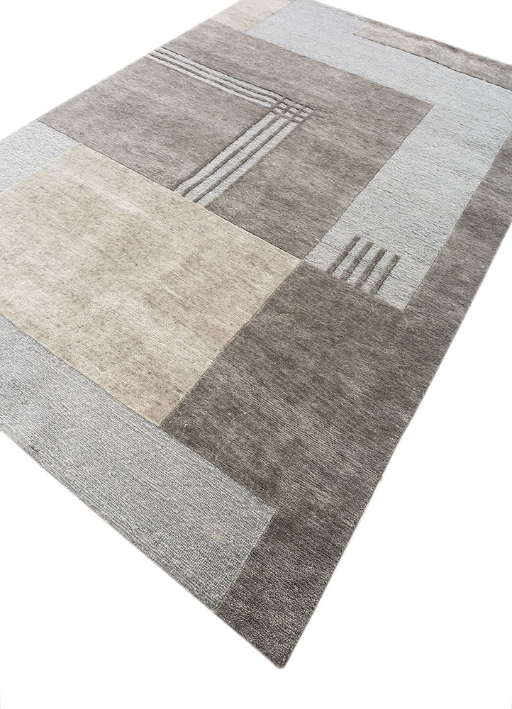 blythe grey and black wool hand knotted Rug - FloorShot