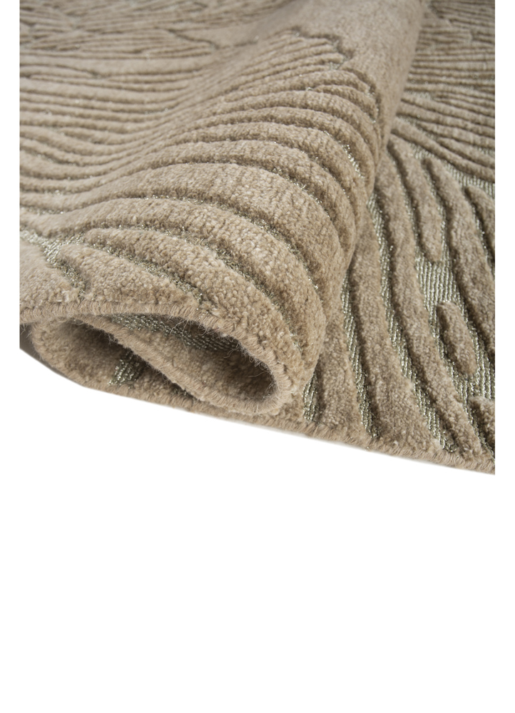 azalea beige and brown wool and zari hand knotted Rug - FloorShot