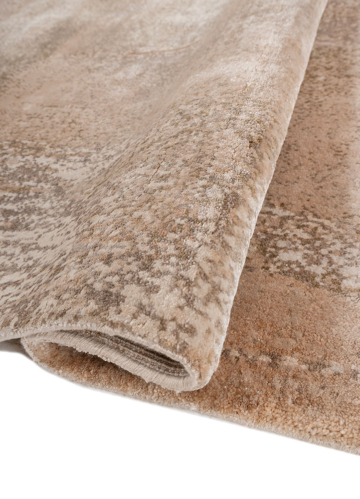 aprezo beige and brown bamboo silk hand knotted Rug - FloorShot