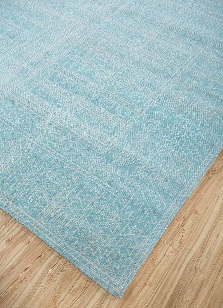 erbe blue polyester hand knotted Rug - FloorShot
