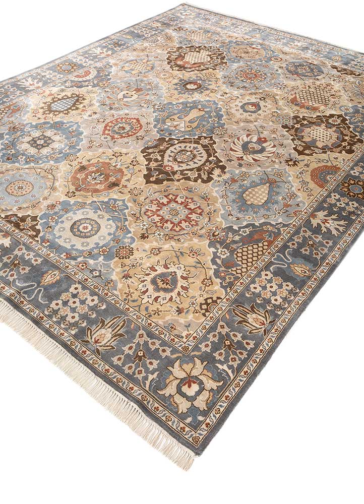 gulmarg blue silk hand knotted Rug - FloorShot