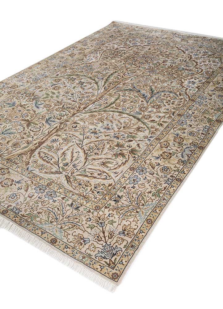 gulmarg ivory wool hand knotted Rug - FloorShot