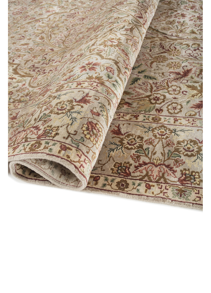 gulmarg beige and brown silk hand knotted Rug - FloorShot