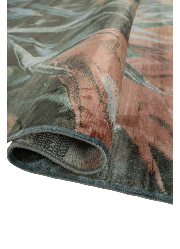 pansy beige and brown silk hand knotted Rug - FloorShot