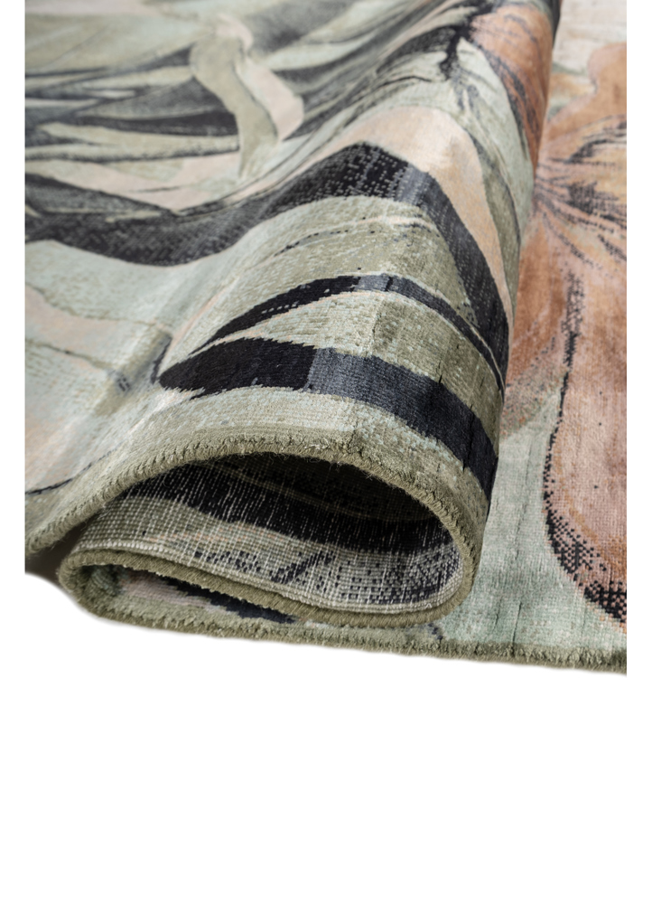 pansy ivory silk hand knotted Rug - FloorShot
