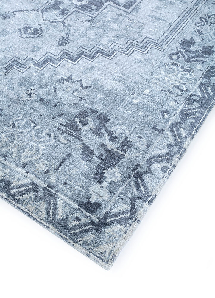 gulmarg blue silk hand knotted Rug - FloorShot