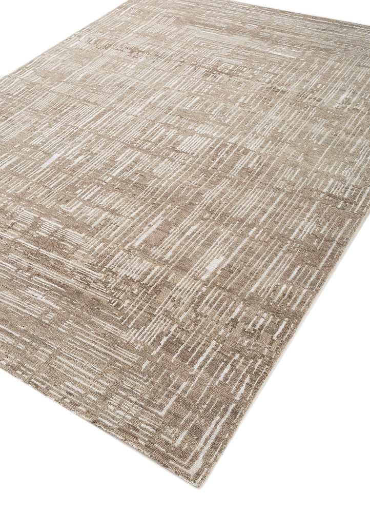 uvenuti beige and brown wool and bamboo silk hand knotted Rug - FloorShot