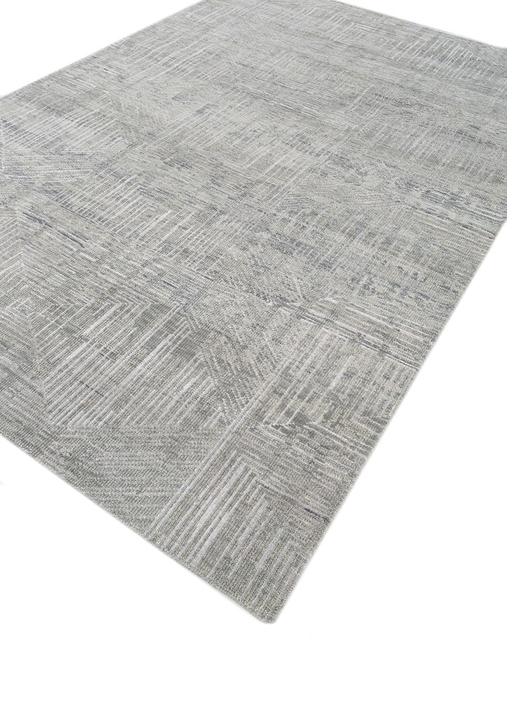 uvenuti blue wool and bamboo silk hand knotted Rug - FloorShot