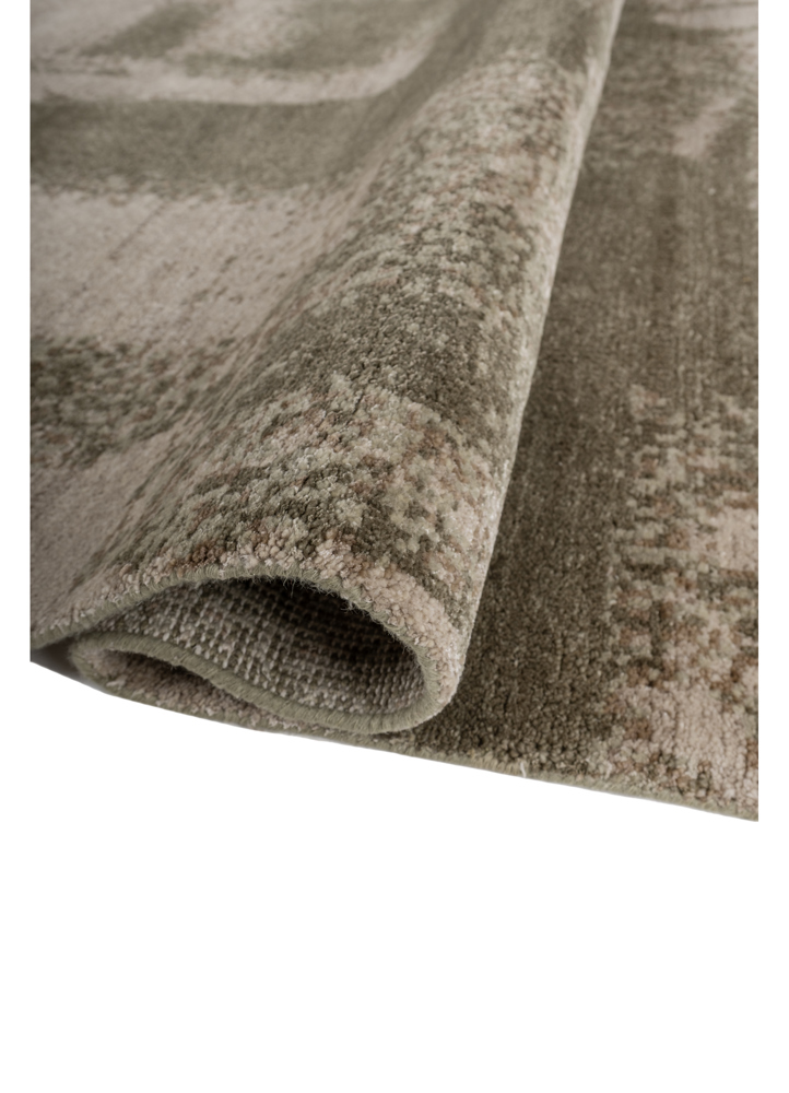entropy green wool and bamboo silk hand knotted Rug - FloorShot