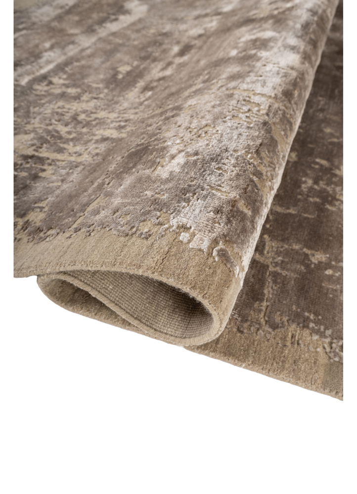 entropy ivory wool and bamboo silk hand knotted Rug - FloorShot