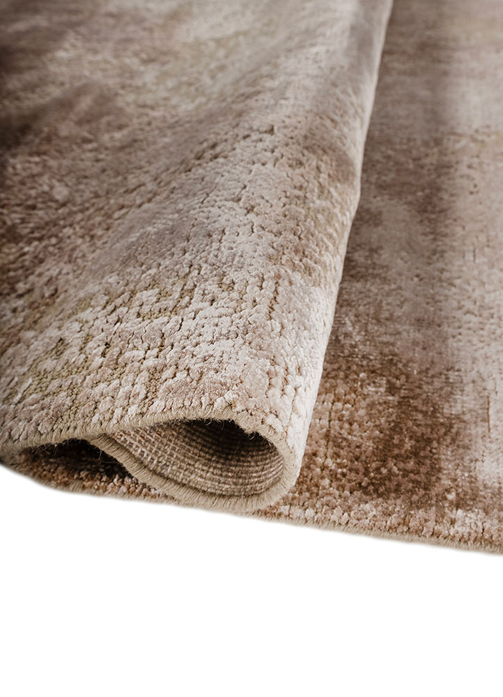 uvenuti beige and brown wool and bamboo silk hand knotted Rug - FloorShot