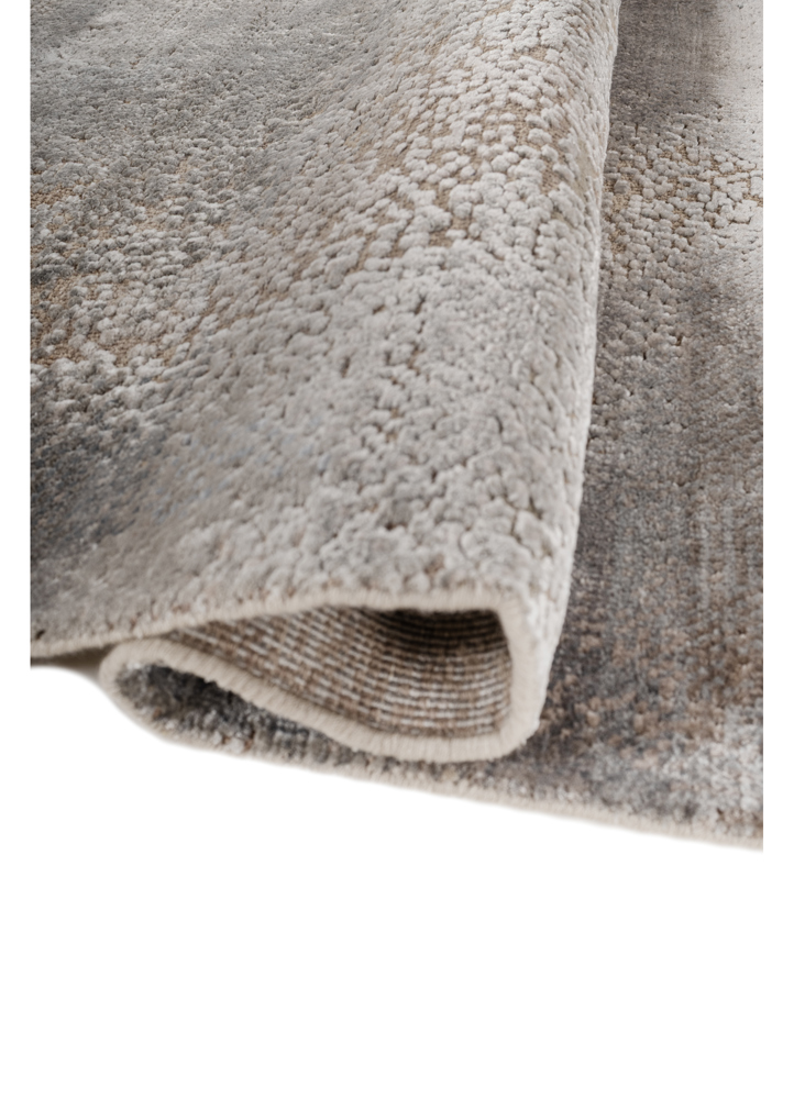 uvenuti grey and black wool and bamboo silk hand knotted Rug - FloorShot