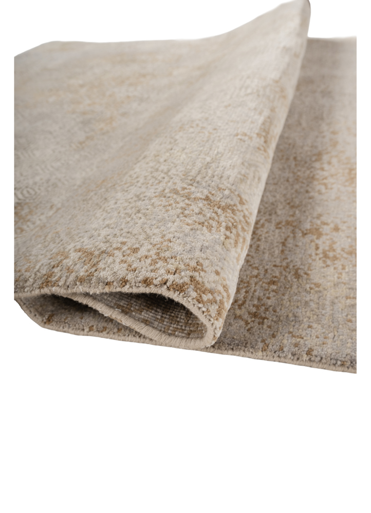 entropy ivory wool and bamboo silk hand knotted Rug - FloorShot