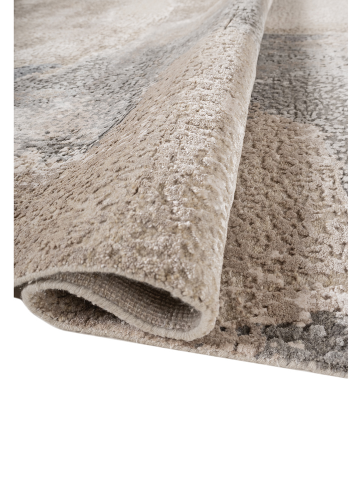 entropy ivory wool and bamboo silk hand knotted Rug - FloorShot