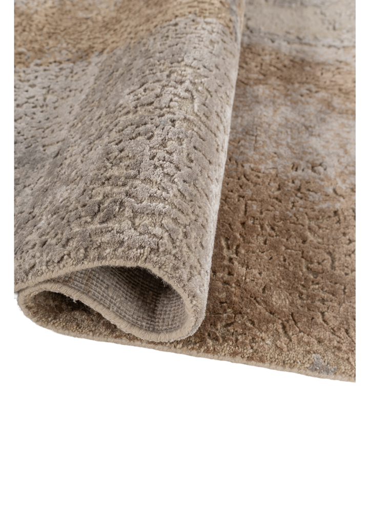 entropy blue wool and bamboo silk hand knotted Rug - FloorShot