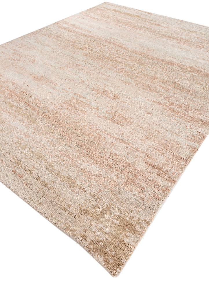entropy beige and brown wool and bamboo silk hand knotted Rug - FloorShot
