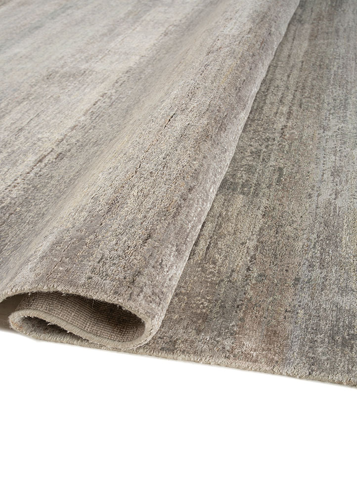 entropy blue wool and bamboo silk hand knotted Rug - FloorShot