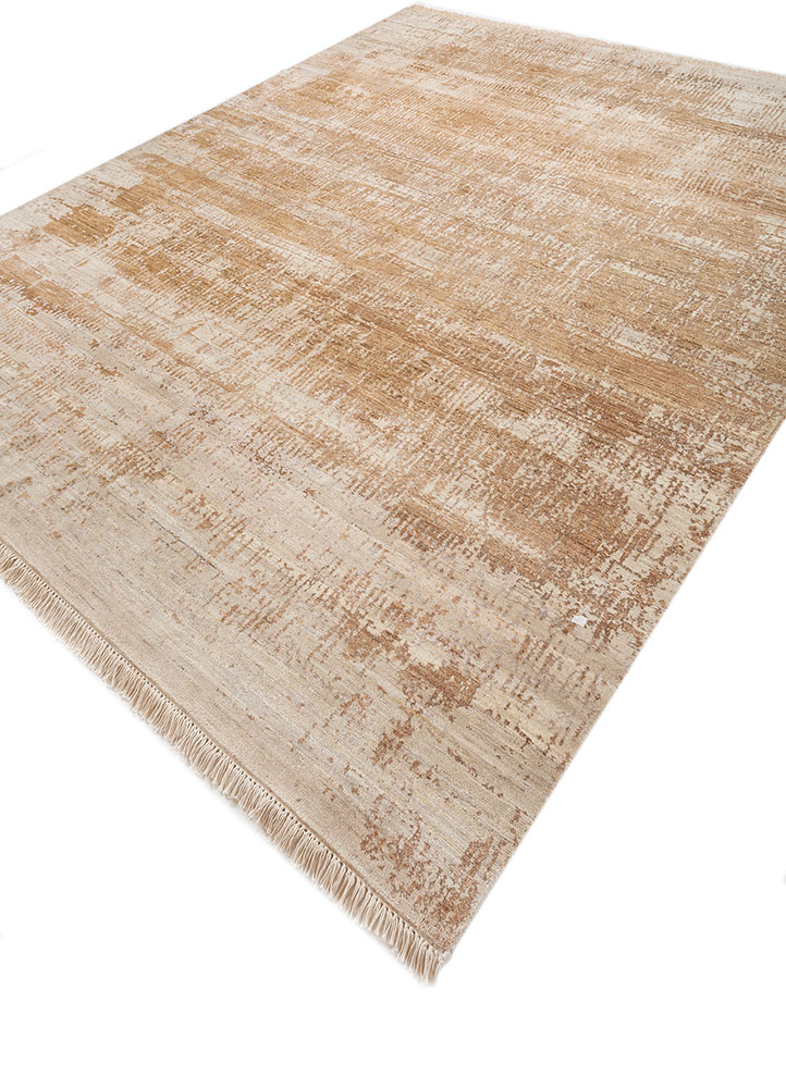 entropy ivory afghan wool and bamboo silk hand knotted Rug - FloorShot
