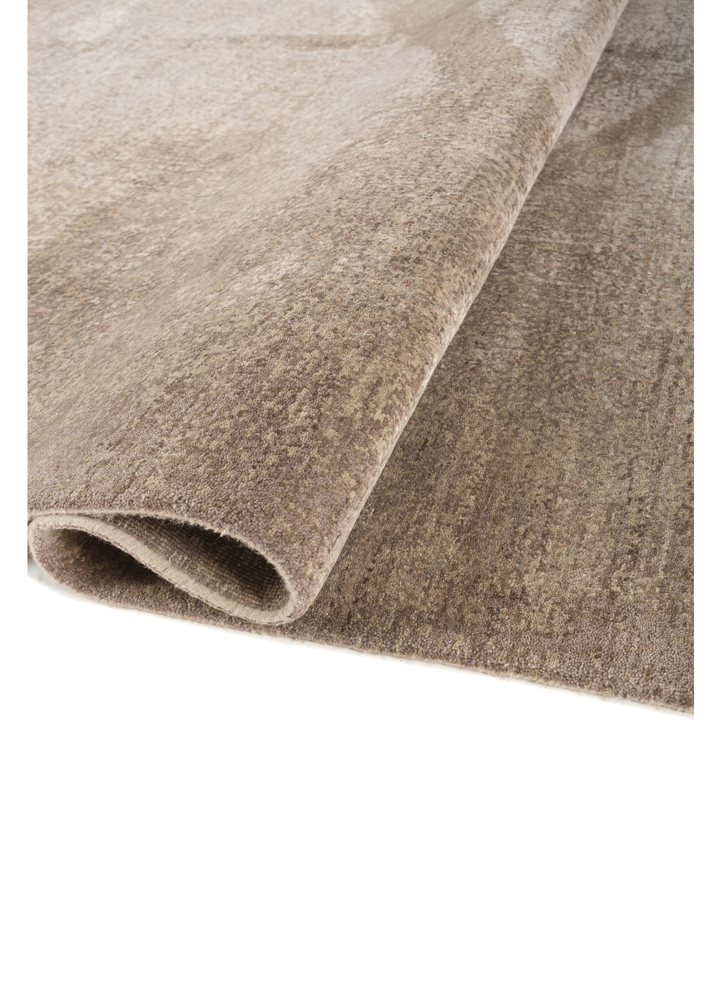 entropy beige and brown wool and bamboo silk hand knotted Rug - FloorShot