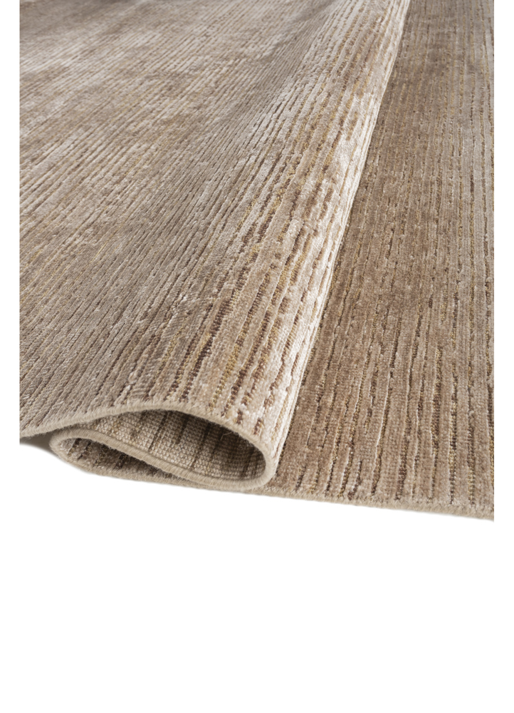 entropy beige and brown wool and bamboo silk hand knotted Rug - FloorShot
