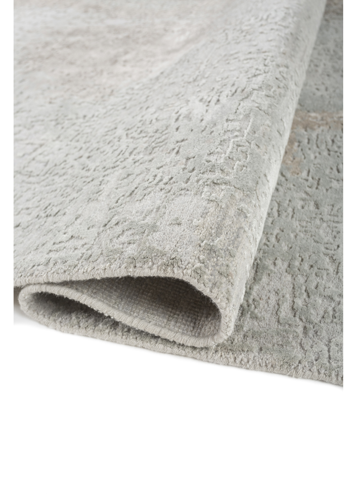 entropy grey and black wool and bamboo silk hand knotted Rug - FloorShot