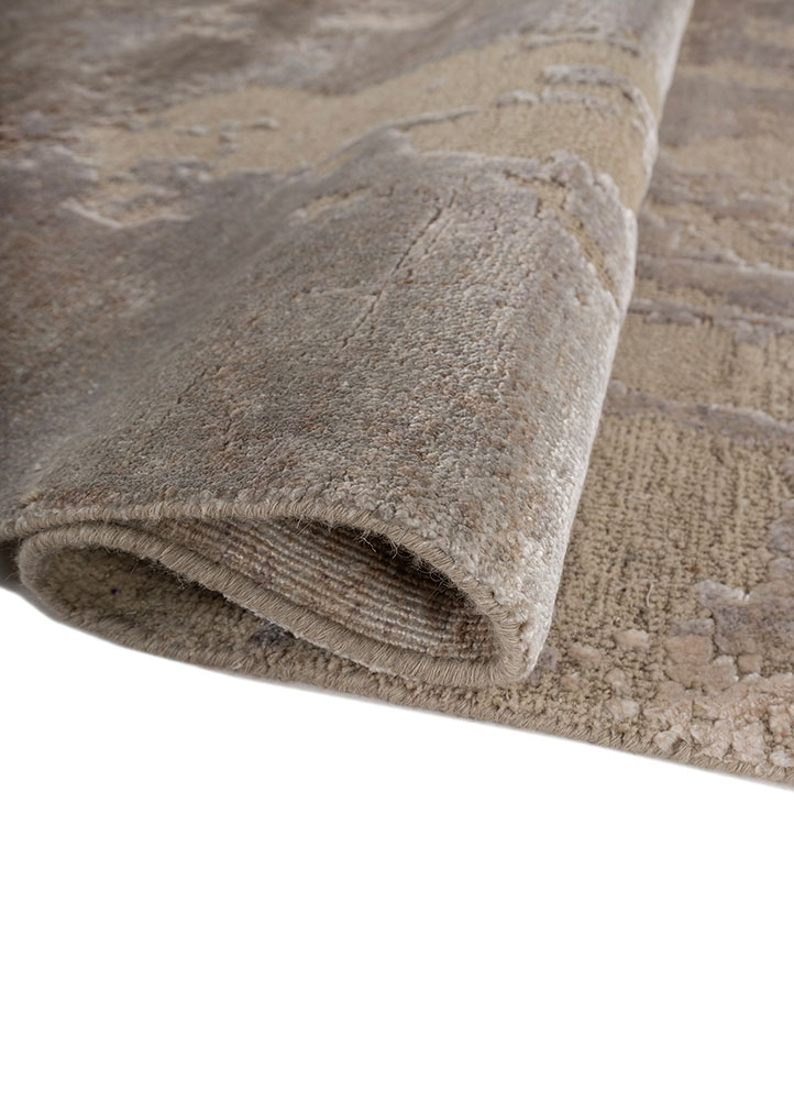 entropy ivory wool and bamboo silk hand knotted Rug - FloorShot