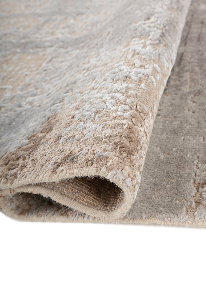 entropy ivory wool and bamboo silk hand knotted Rug - FloorShot