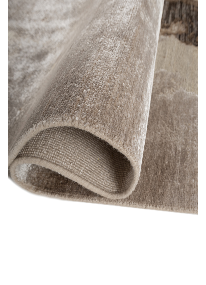 entropy ivory wool and bamboo silk hand knotted Rug - FloorShot