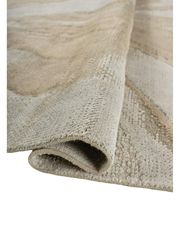 entropy green wool and bamboo silk hand knotted Rug - FloorShot
