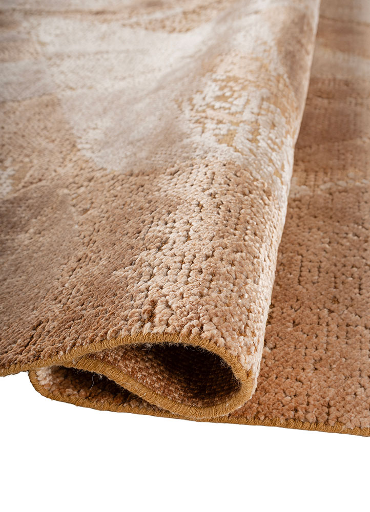 entropy red and orange wool and bamboo silk hand knotted Rug - FloorShot
