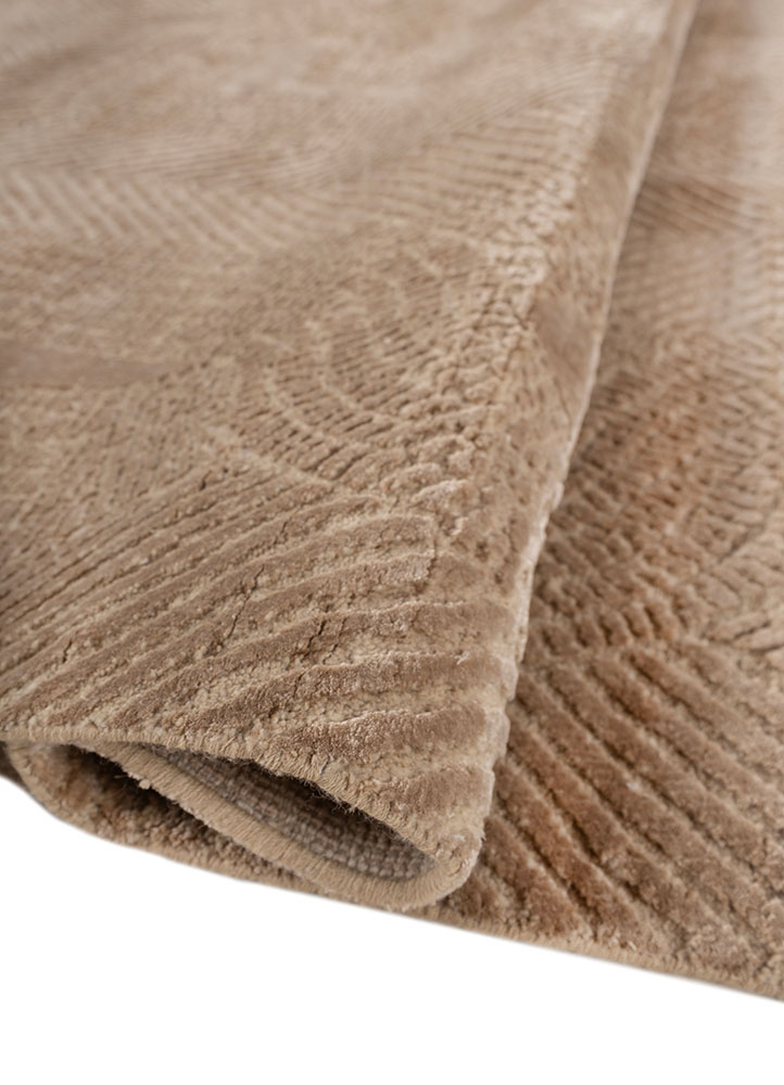 azalea beige and brown wool and bamboo silk hand knotted Rug - FloorShot