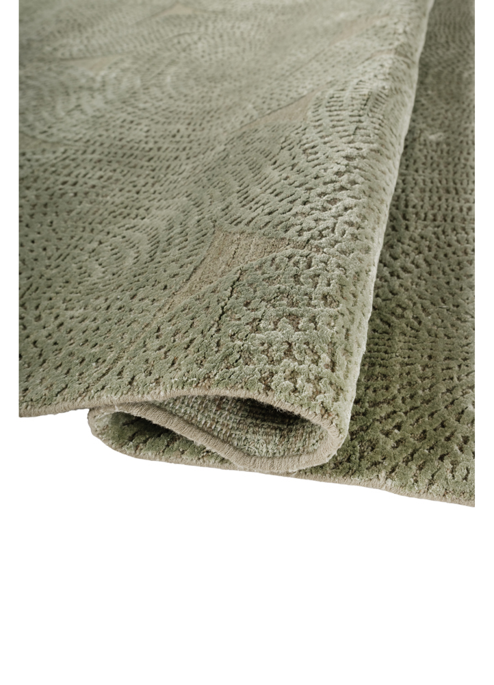azalea green wool and bamboo silk hand knotted Rug - FloorShot