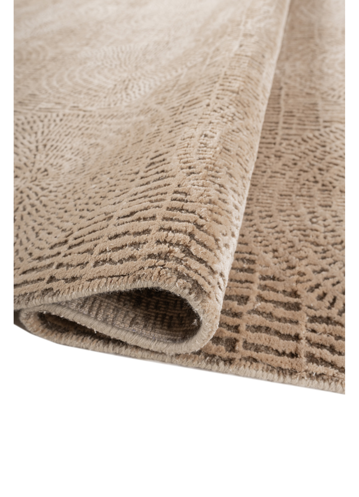 azalea beige and brown wool and bamboo silk hand knotted Rug - FloorShot