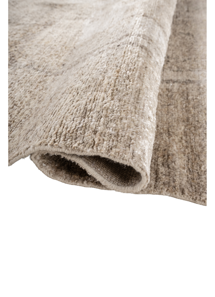 entropy beige and brown wool and bamboo silk hand knotted Rug - FloorShot