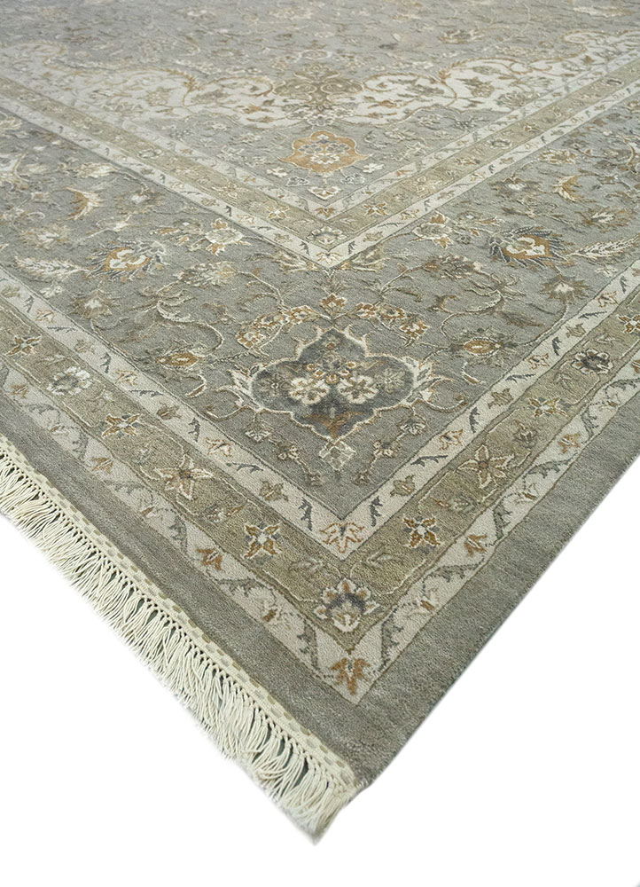 aurora grey and black wool and bamboo silk hand knotted Rug - FloorShot