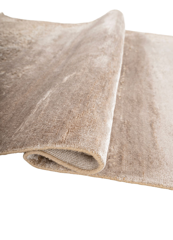 aprezo beige and brown wool and bamboo silk hand knotted Rug - FloorShot