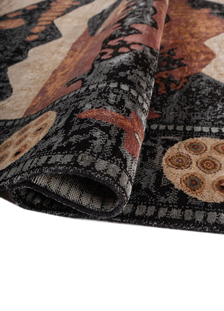 whispers of the desert beige and brown wool and bamboo silk hand knotted Rug - FloorShot