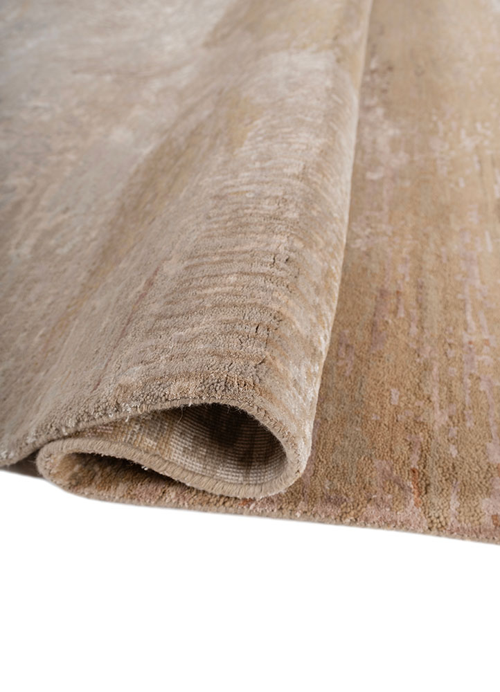 whispers of the desert beige and brown wool and bamboo silk hand knotted Rug - FloorShot