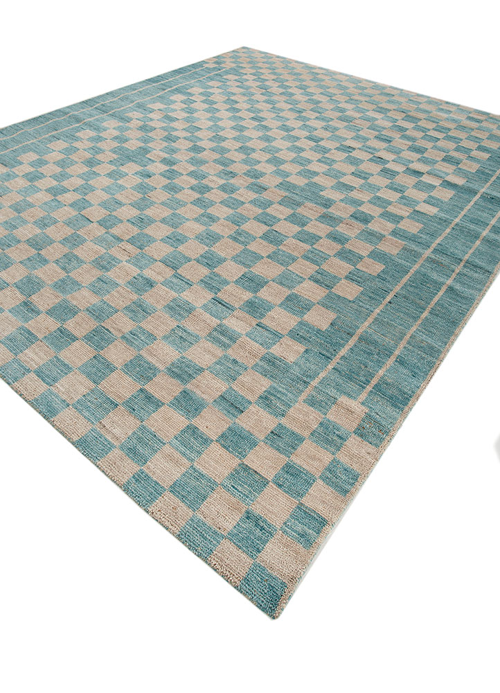 blythe blue wool hand knotted Rug - FloorShot