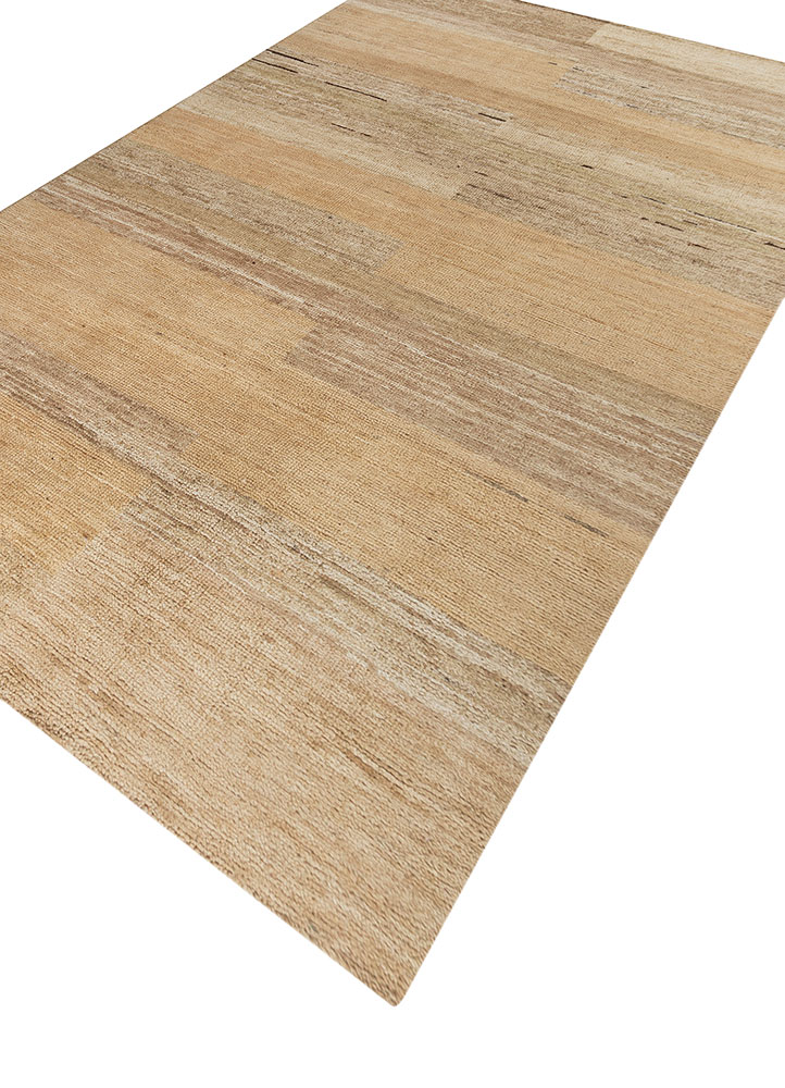 blythe beige and brown wool hand knotted Rug - FloorShot