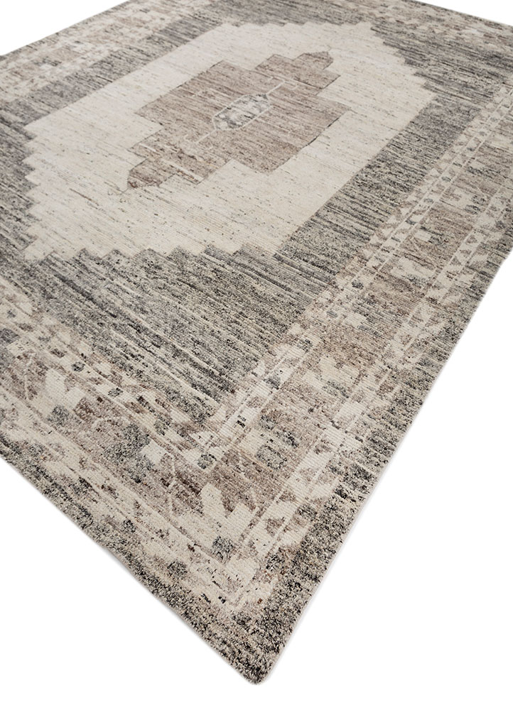 thyme grey and black wool hand knotted Rug - FloorShot